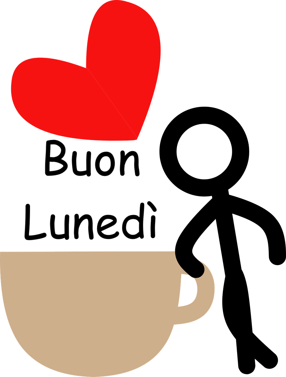 immagine stilizzata con un cuoricino e un essere umano vicino a una tazza di caffè 